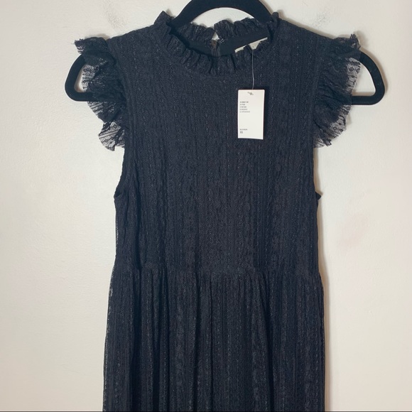 Urban Outfitters Gabby Black Lace Babydoll High Neck Midi Dress Size XS - Picture 10 of 10